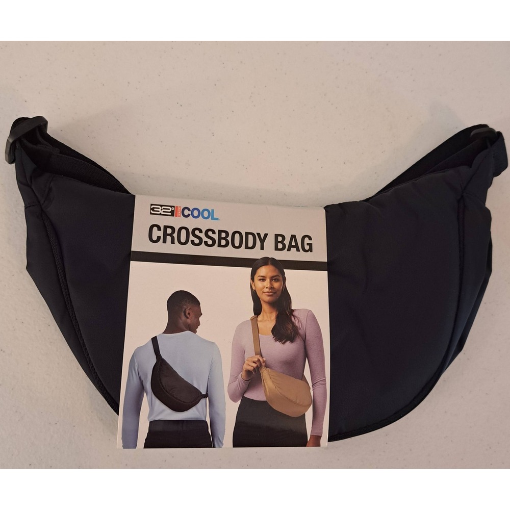 32 Degrees Crossbody Bag Womens OS Black NEW Water Resistant Nylon Sling 809-319